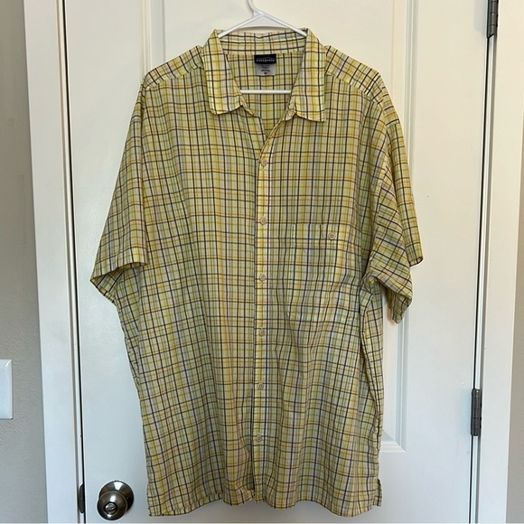 Patagonia Organic Cotton Yellow Plaid Button Front Short Sleeve Shirt XXL - Picture 8 of 8